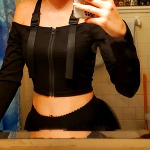 egirl crop top with straps and zipper